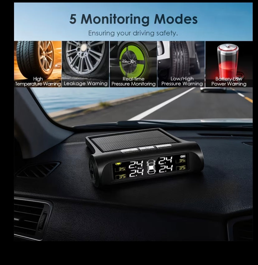 Tyre pressure monitor, solar powered