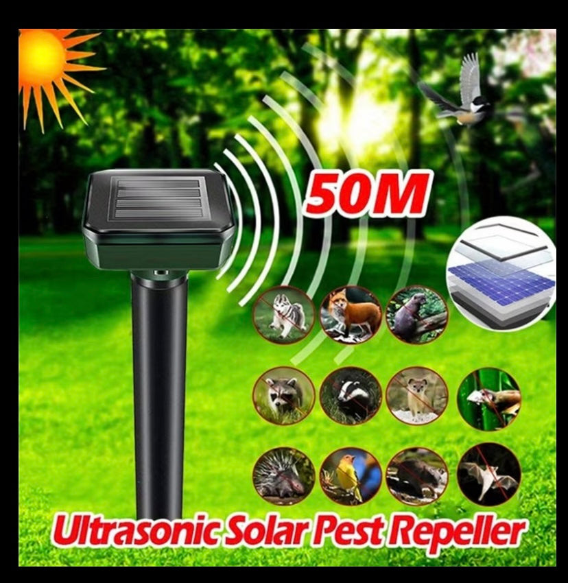 Solar powered ultra sonic pest repeller