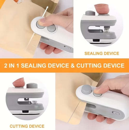 2-in-1 Mini Heat Sealer & Bag Cutter | Portable Food Bag Sealing Machine