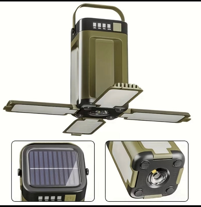 Solar powered camping light foldable