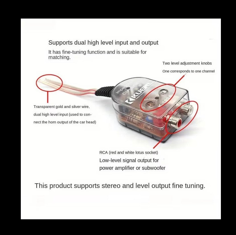 High to low converter for car radio