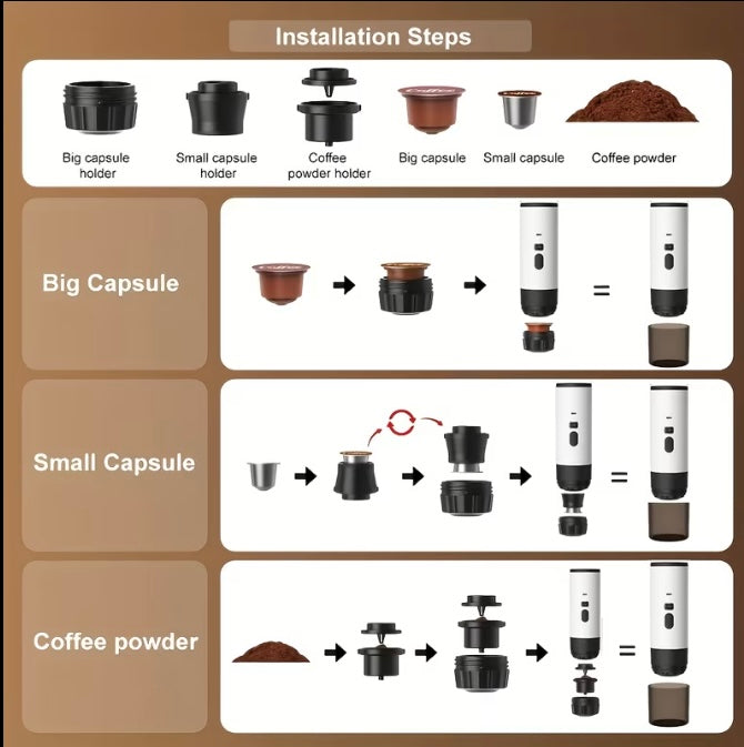 3 in 1 coffee maker, portable.