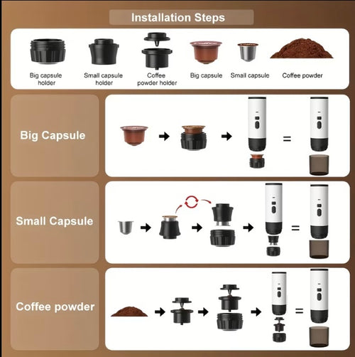 3 in 1 coffee maker, portable.