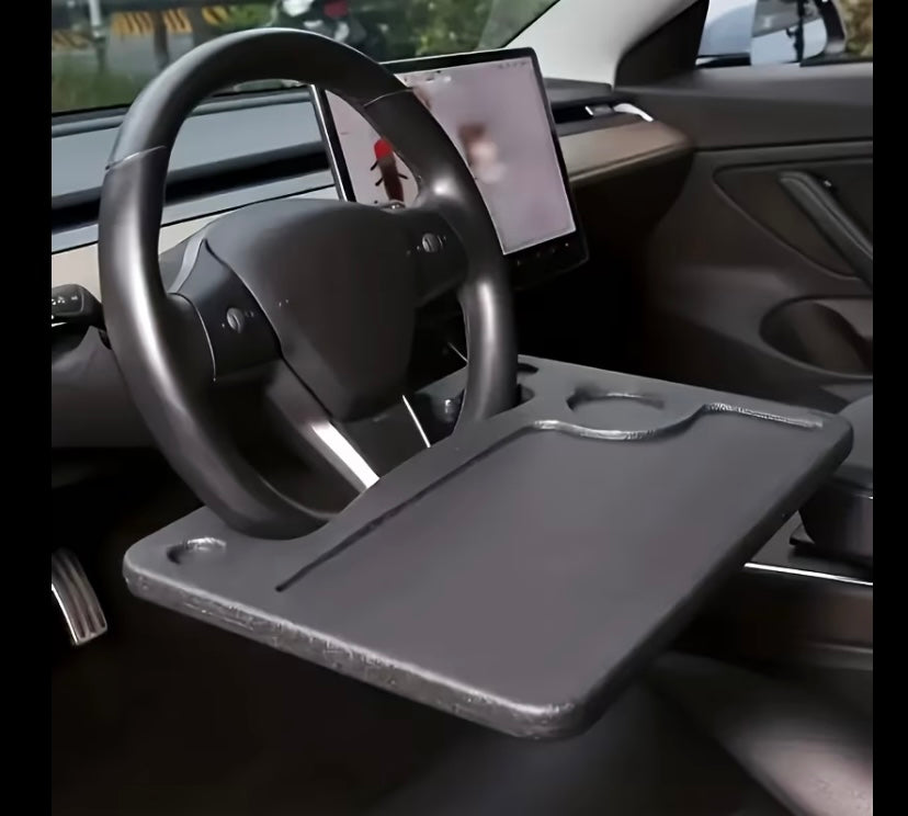Steering wheel tray table
