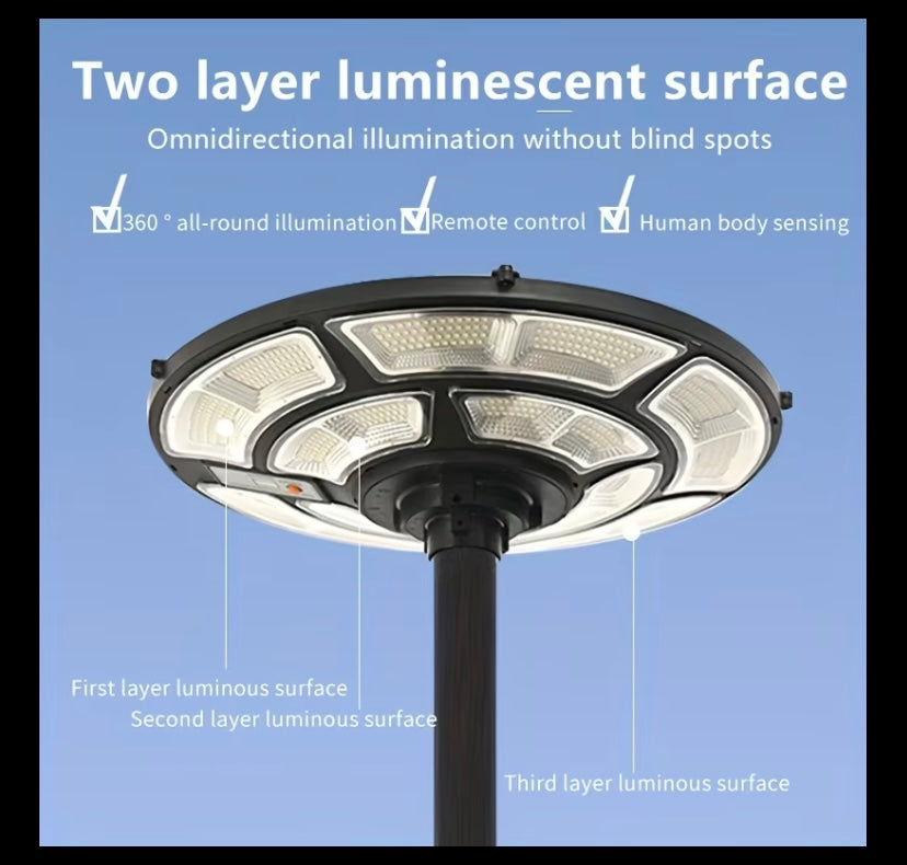 Solar powered ufo outdoor light