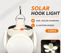 Solar powered light with hook to hang