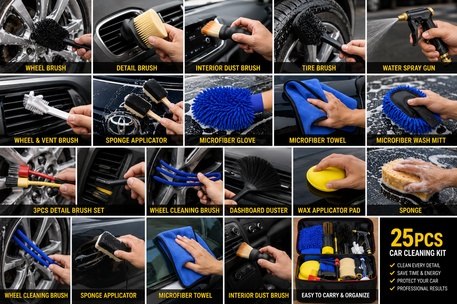 25 piece car detailing kit